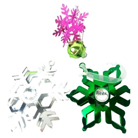 Glitter Christmas Ornaments Set Of 17 Reindeer Star Gift Boxes Snowflakes - Picture 5 of 6